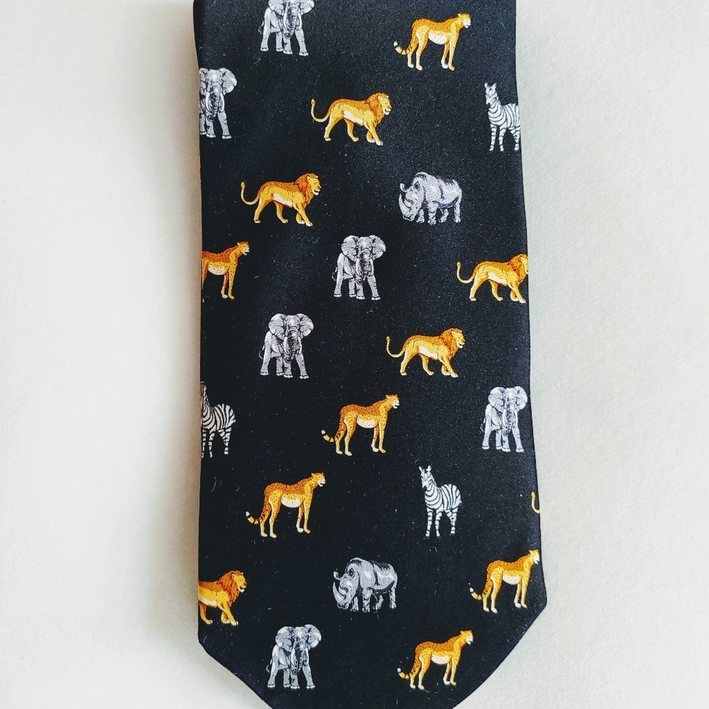 Animal Print Neck Silk Tie